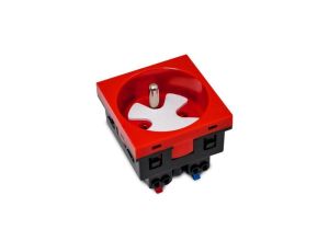 Gniazdo 230V z uziemieniem bezśrubowe 1-krotne std 45x45 z blokadą i zwalniaczem czerwone E/BGNBZ