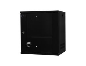 Szafa wisząca lekka niedzielona 19 12U, drzwi blacha/szkło, ściągane osłony boczne, 550450590 szer./gł./wys. mm RAL: 9004, w