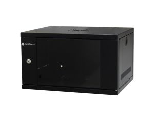 Szafa wisząca lekka niedzielona 19 6U, drzwi blacha/szkło, ściągane osłony boczne, 550450320 szer./gł./wys. mm RAL: 9004, w