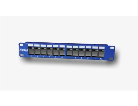 Panel 10” 12 portowy pusty dla RJ45 i RJ12 do gniazd beznarzędziowych DCN/3012KX12BL