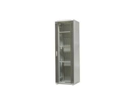 szafa ramowa stojąca EmiterNet Top, 42U, wym. 600X600x1980 (szer. x gł. x wys. mm), drzwi blacha/szkło w komplecie panel 2 wenty