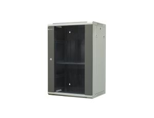 Szafa wisząca niedzielona 19 18U, drzwi blacha/szkło, ściągane osłony boczne z zamkiem, 600450910 szer./gł./wys. mm RAL: sza
