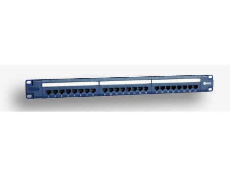 Panel 19, 24 x RJ45 UTP kat. 6 (1U) z półką, niebieski (PoE) DCN/PPFB-951K-248-C6