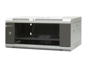 Szafa wisząca niedzielona 19 4U, drzwi blacha/szkło, ściągane osłony boczne z zamkiem,600450280 szer./gł./wys. mm RAL: szafa