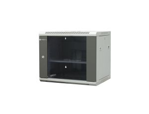 Szafa wisząca niedzielona 19 9U, drzwi blacha/szkło, ściągane osłony boczne z zamkiem, 600450500 szer./gł./wys. mm RAL: szafa
