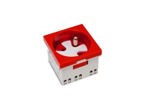 Gniazdo modułowe 230V z uziemieniem 1-krotne std 45x45, z blokadą i zwalniaczem, czerwone E/GMBZ