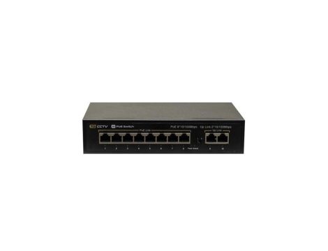 Switch 8x PoE 10/100 Mbps 802.3af/at + 2x Uplink 10/100 Mbps, 96W tryb Extend (250m)