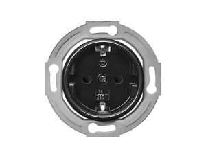 Gniazdo pojedyncze 2P+Z SCHUKO Retro bez ramki , 16A-250V~, czarne