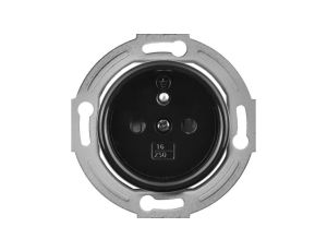 Gniazdo pojedyncze 2P+Z Retro 16A-250V~, zaciski śrubowe, czarne