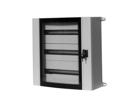 Szafa metalowa MISTRAL szklane drzwi - 600x600x200 mm 72 moduły, 3 rzędy IP55