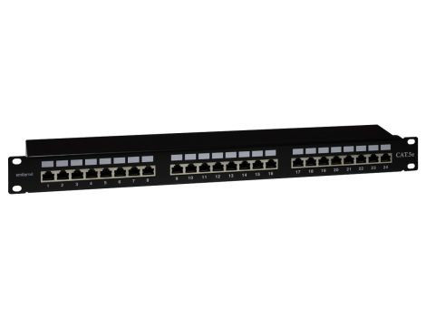 Panel 19 24 x RJ45 STP kat. 5e (1U) z półką