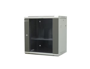 Szafa wisząca niedzielona 19 12U, drzwi blacha/szkło, ściągane osłony boczne z zamkiem, 600450635 szer./gł./wys. mm RAL: szafa