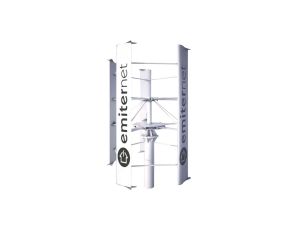 Turbina wiatrowa o mocy 9800W. System pracy On Grid/ Off Grid. Wymiary: średnica 4,3m, wysokość 5,6m. Waga całkowita 970kg