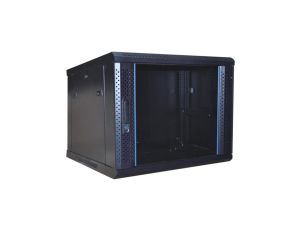 Szafa wisząca RACK 19 9U 600mm drzwi metal-szkło czarna GT zdejmowane boki Seria AB