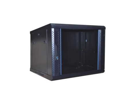 Szafa wisząca RACK 19 9U 600mm drzwi metal-szkło czarna GT zdejmowane boki Seria AB