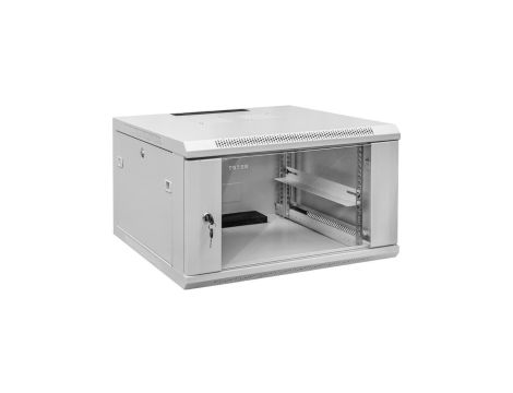 Szafa wisząca RACK 19 4U 450mm drzwi szklane szara TOTEN