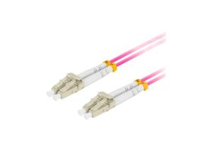 Patchcord światłowodowy MM LC/UPC-LC/UPC duplex 3mm OM4 magenta 0,5m LANBERG