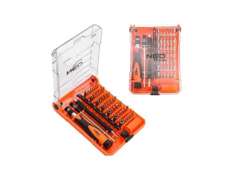 Zestaw końcówek wkrętakowych, serwisowy do smartfonów 53 sztuki + przedłużki + narzędzie do otwierania kart SIM NEO 06-111-1