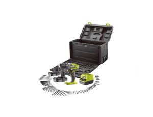 Zestaw Ryobi Wiertarko-wkrętarka akumulatorowa 18V 2x2.0Ah + akcesoria i pudełko do przechowywania