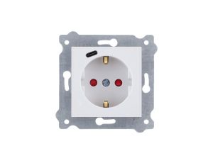 Gniazdo z uziemieniem Schuko 2P+E + USB Typ C Biały 274/01 EXEN