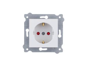 Gniazdo z uziemieniem Schuko 2P+E i przesłonami torów prądowych 250V 16A Biały 238/01 EXEN