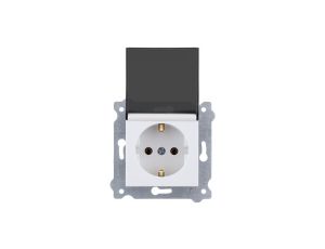 Gniazdo z uziemieniem Schuko 2P+E i pokrywą gniazda 250V 16A Biały 239/01 EXEN