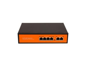 Switch 4x PoE 100/1000 Mbps 802.3af/at + 2x Uplink 100/1000 Mbps, 65W