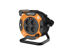 Przedłużacz bębnowy 4-gniazdowy H05VV-F 3G1.0, 15m pomarańczowo-czarny / 24622