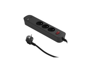 Przedłużacz szybkoładujący PD20 3-gniazdowy z wyłącznikiem + 2x USB (A+C) 1,4m SQUALL, grafitowy / 34098