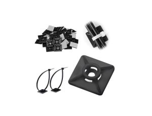 Uchwyt Samoprzylepny Montażowy Do Opasek Kablowych 28x28 mm Czarny 100 Szt