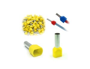 TRYTYT Tulejki Izolowane Kablowe Podwójne Do Przewodów 2x6mm Żółty 100szt