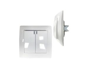 Włącznik Światła Podwójny Podświetlany Łącznik Podtynkowy Biały WESA