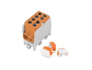 Blok Rozdzielczy Zacisk Odgałęźny Na Szynę TH35 10-35 mm Brązowy 125A 400V