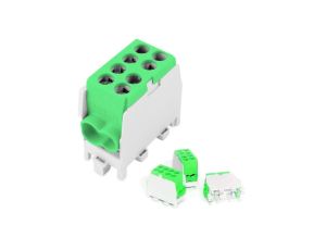 Blok Rozdzielczy Zacisk Odgałęźny Na Szynę TH35 1,5-25mm Zielony 130A 400V