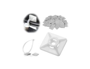 Uchwyt Samoprzylepny Montażowy Do Opasek Kablowych 19x19 mm Biały 100 Szt