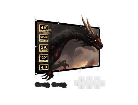 Ekran projekcyjny Maclean, 120, 240x180cm, obramowanie 25mm 4:3, haczyki do naciągu, MC-169