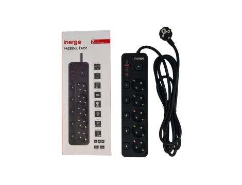 Przedłużacz INERGE 5-gniazdowy 2m ECE-0522PD-02-B