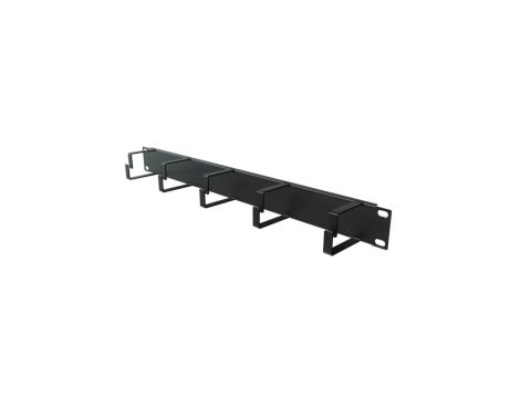 Organizator kabli RACK 19 1U metalowy czarny z 5 uchwytami