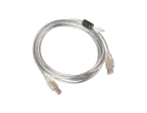 Kabel drukarkowy USB 2.0 A / B (wtyk / wtyk) transparentny ferryt 3m LANBERG