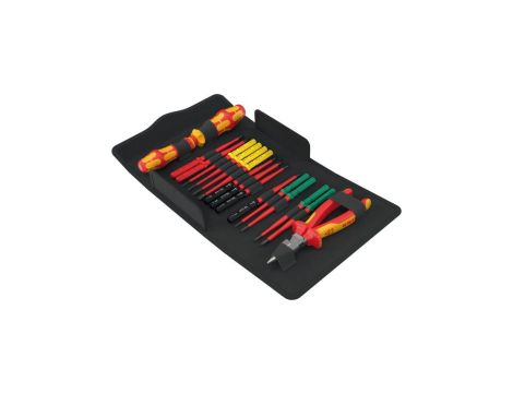 Zestaw wkrętaków izolowanych dla elektryka 24 sztuki: 2x rękojeść + 4x płaskie PŁ + 4x krzyżowe PH + 2x PZ/S + 4x gwiazdkowe TX