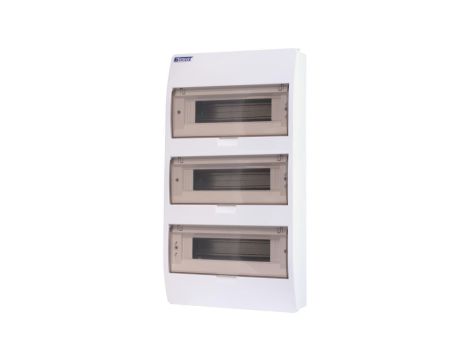 Rozdzielnica natynkowa S-36 (N+PE) 3x12 moduły IP40 303x550x101mm drzwi transparentne dymne INCOBEX