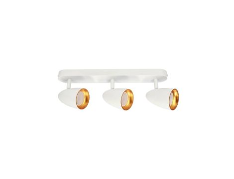 Potrójna punktowa oprawa sufitowa typu spot OVO 3 White Gold, listwa, IP20, 3xGU10, biała, pierścień złoty EDO777240