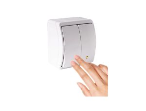 Łącznik Podwójny Włącznik Hermetyczny Natynkowy Podświetlany Biały IP44