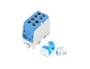 Blok Rozdzielczy Zacisk Odgałęźny Na Szynę TH35 10-35mm Niebieski 125A 400V