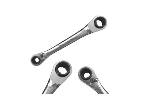 Klucz oczkowy z grzechotką 4w1, 10x13 mm + 17x19 mm 110782
