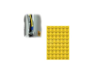 Arkusz Samoprzylepny Znacznik UZIEMIENIE Naklejka 20-20mm Oznacznik U Żółty 54szt Naklejek na Arkuszu