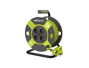 Przedłużacz bębnowy 4-gniazdowy H05VV-F 3G1.5, 40m lemonkowo-czarny / 24627