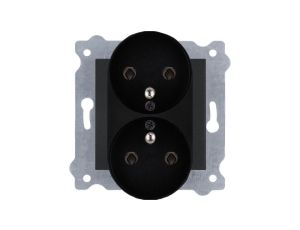 Gniazdo podwójne z uziemieniem (Typ E) 16A 250V Czarny Metalik 246/14E EXEN