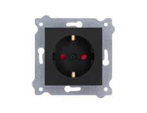 Gniazdo z uziemieniem Schuko 2P+E i przesłonami torów prądowych 250V 16A Czarny Metalik 238/14E EXEN