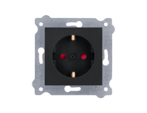 Gniazdo z uziemieniem Schuko 2P+E i przesłonami torów prądowych 250V 16A Czarny Metalik 238/14E EXEN